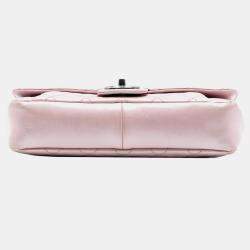 Pre Owned Chanel Pink Medium Quilted Metallic Calfskin Coco Pleats Chain Flap