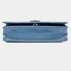 Pre Owned Chanel Blue Quilted Calfskin Boy Wallet on Chain
