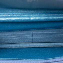 Pre Owned Chanel Blue Quilted Calfskin Boy Wallet on Chain