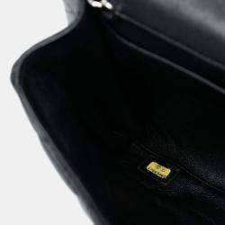 Pre Owned Chanel Black Quilted Lambskin Flap Clutch with Chain