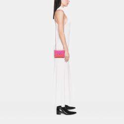 Pre Owned Chanel Orange Pink Mini Ombre Acrylic and Patent Boy Brick Flap