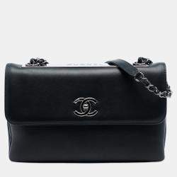 Pre Owned Chanel Black Medium Lambskin Trendy CC Flap
