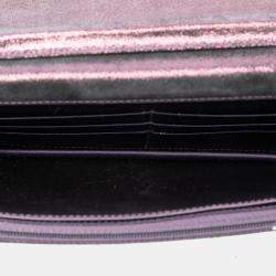 Pre Owned Chanel Purple Quilted Iridescent Lambskin Tartan Button Wallet On Chain