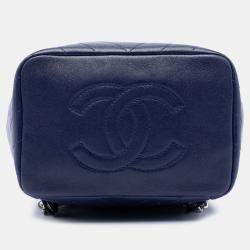 Pre Owned Chanel Blue Mini Chevron Lambskin Urban Spirit Backpack