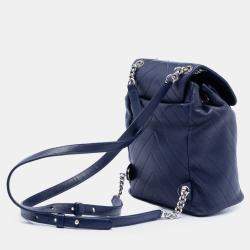 Pre Owned Chanel Blue Mini Chevron Lambskin Urban Spirit Backpack