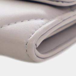 Pre Owned Chanel Grey Quilted Lambskin 19 Flap Coin Purse With Chain