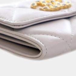 Pre Owned Chanel Grey Quilted Lambskin 19 Flap Coin Purse With Chain