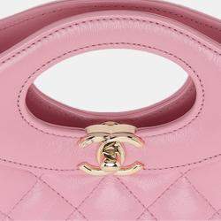Pre Owned Chanel Pink Mini Shiny Lambskin 31 Shopping Bag