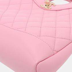 Pre Owned Chanel Pink Mini Shiny Lambskin 31 Shopping Bag