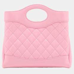Pre Owned Chanel Pink Mini Shiny Lambskin 31 Shopping Bag