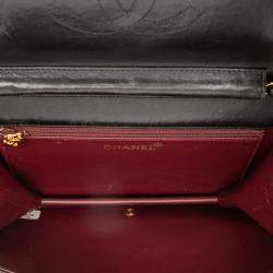 Pre Owned Chanel Black CC Quilted Lambskin Full Flap