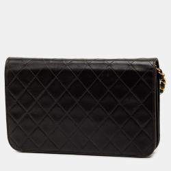 Pre Owned Chanel Black CC Quilted Lambskin Full Flap