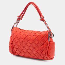 Pre Owned Chanel Orange Medium Lambskin Sombrero Ultimate Soft Hobo Bag