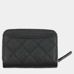Pre Owned Chanel Coin Purse Matelasse Cc Logo Black Caviar Leather