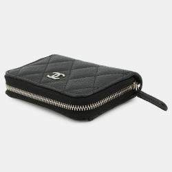 Pre Owned Chanel Coin Purse Matelasse Cc Logo Black Caviar Leather