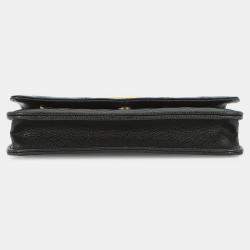 Pre Owned Chanel Chain Wallet Matelasse Black Caviar Leather