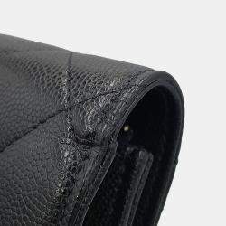 Pre Owned Chanel Chain Wallet Matelasse Black Caviar Leather