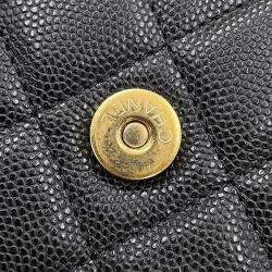 Pre Owned Chanel Chain Wallet Matelasse Black Caviar Leather