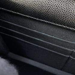 Pre Owned Chanel Chain Wallet Matelasse Black Caviar Leather