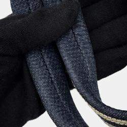 Pre Owned Chanel CC Logo Handbag Navy Denim Leather