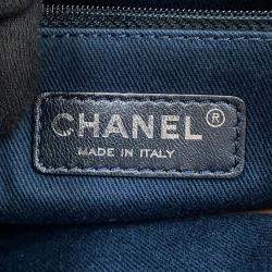 Pre Owned Chanel CC Logo Handbag Navy Denim Leather