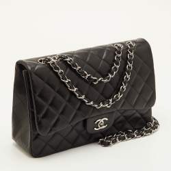 Pre Owned Chanel Classic Jumbo Black Quilted Leather Single Flap Bag