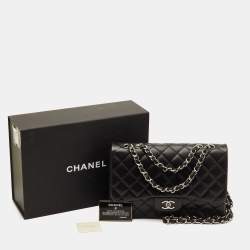 Pre Owned Chanel Classic Jumbo Black Quilted Leather Single Flap Bag