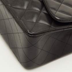 Pre Owned Chanel Classic Jumbo Black Quilted Leather Single Flap Bag