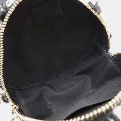 مملوكة مسبقًا Chanel Round Chain Shoulder Pochette In Houndstooth Tweed With Boa Ivory And Black