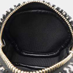 مملوكة مسبقًا Chanel Round Chain Shoulder Pochette In Houndstooth Tweed With Boa Ivory And Black