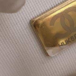 Pre Owned Chanel White Mini Shiny Lambskin 31 Shopping Bag