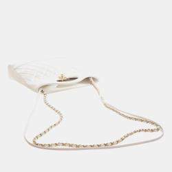 Pre Owned Chanel White Mini Shiny Lambskin 31 Shopping Bag