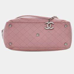 Pre Owned Chanel Pink Small Quilted Caviar CC Pocket Tote