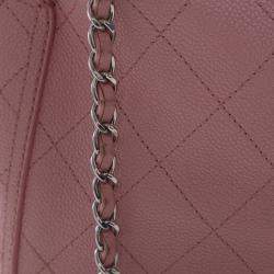 Pre Owned Chanel Pink Small Quilted Caviar CC Pocket Tote