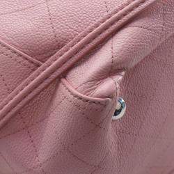 Pre Owned Chanel Pink Small Quilted Caviar CC Pocket Tote