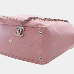 Pre Owned Chanel Pink Small Quilted Caviar CC Pocket Tote