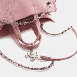 Pre Owned Chanel Pink Small Quilted Caviar CC Pocket Tote
