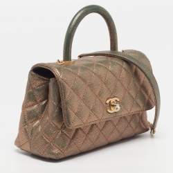 مملوكة مسبقًا حقيبة شانيل ميني كوكو جلد كافيار أزرق متقزح مبطن بيد علوية