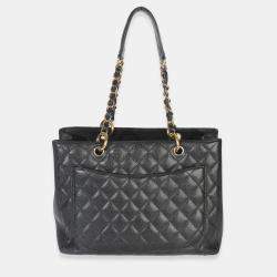Pre Owned Chanel Black Quilted Caviar Grand Shopper Tote