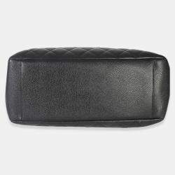 Pre Owned Chanel Black Quilted Caviar Grand Shopper Tote