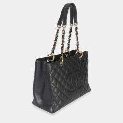 Pre Owned Chanel Black Quilted Caviar Grand Shopper Tote