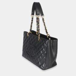Pre Owned Chanel Black Quilted Caviar Grand Shopper Tote