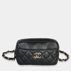 مملوكة مسبقًا Chanel Black Quilted Lambskin Front Pocket Belt Bag