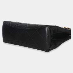 Pre Owned Chanel 25P Black Shiny Quilted Lambskin Pearl Small Shopping Bag