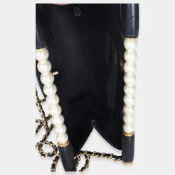 Pre Owned Chanel 25P Black Shiny Quilted Lambskin Pearl Small Shopping Bag