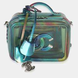 مملوكة مسبقًا Chanel Green Iridescent PVC Small Filigree Vanity Case