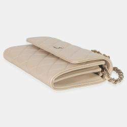 Pre Owned Chanel Beige Iridescent Quilted Lambskin Paris Hamburg Pearl Clutch With Chain