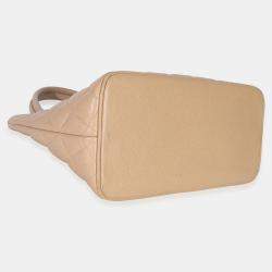 Pre Owned Chanel Beige Quilted Caviar Medallion Tote