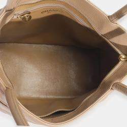 Pre Owned Chanel Beige Quilted Caviar Medallion Tote