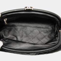 Pre Owned Chanel Black Quilted Lambskin Timeless Kisslock Clutch